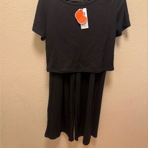 Cider Womens Black Ribbed Two-Piece Set 1XL